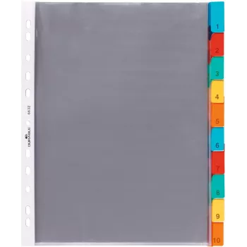 Intercalaires à pochettes DURABLE A4, 10 parties, onglets de couleurs assorties, polypropylène 663219