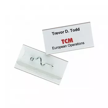 Badge nominatif DURABLE 30x60mm avec épingle ondulée, transparent, 10 pièces 860619