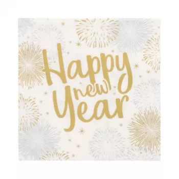 PAPSTAR Happy New Year Napkins 330 x 330 mm, 3-ply, 1/4 Fold, 20 Pack 89772