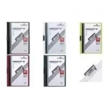 DURABLE DURACLIP ORIGINAL 60 A4 pochette à clip avec pince métallique, couverture avant transparente, couverture arrière noire, lot de 5 2238-01