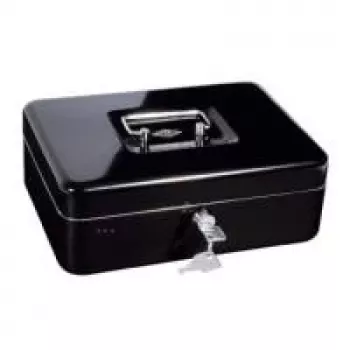 WEDO 145 221H Steel Cash Box with Cylinder Lock, Black Powder-Coated