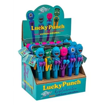 Stylo à bille WEDO Monster Lucky Punch, couleurs assorties, fonction boxe mécanique, encre bleue, 1 pièce (252 2399)
