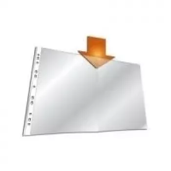 Pochettes à documents DURABLE BUSINESS A3 copie sûre, polypropylène, ouverture en haut, perforation universelle, lot de 50, cristal 267019