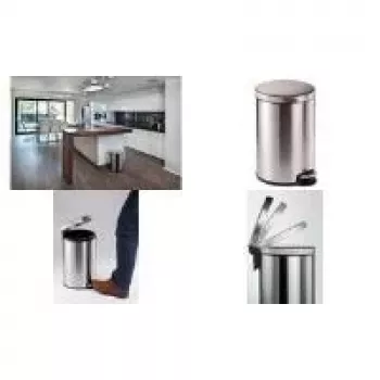 Poubelle à pédale DURABLE acier inoxydable 20 L ronde, lot de 3 340223