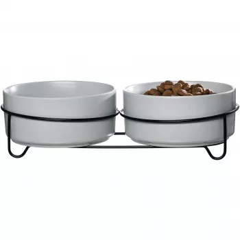 Ensemble de gamelles doubles Ritzenhoff & Breker TARO, 880 ml, grès gris avec support métallique noir 450521