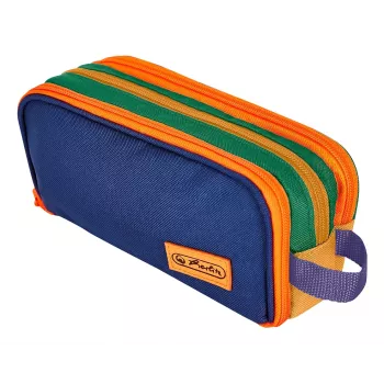 Trousse double Herlitz Neon Uni multicolore en polyester, 2 compartiments à fermeture éclair, 1 pièce 400206618