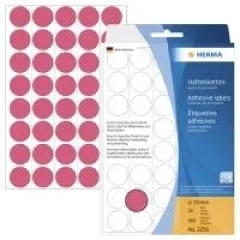 Étiquettes rondes HERMA 2256 adhésives permanentes rouge lumineux 19 mm, 960 étiquettes (24 feuilles x 40)
