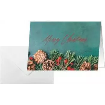 SIGEL DS642 Carte pliée A6 paysage Green Christmas, carton blanc 250 g/m², jet d'encre/laser/photocopieur, 5 cartes avec enveloppes