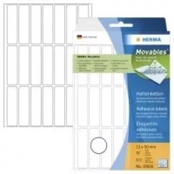 HERMA Movables 10606 Étiquettes en papier autocollantes, blanc mat, 13 x 50 mm, 672 étiquettes (32 feuilles x 21), détachables sans résidu