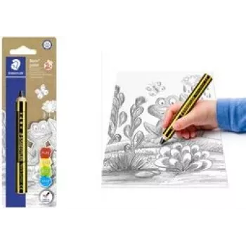 Crayon graphite Staedtler Noris Junior - 2B, noir/jaune rayé, corps rond, pièce unique 141-2B BK