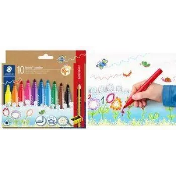 Feutres STAEDTLER Noris jumbo, 3,0 mm, triangulaires, lavables, lot avantage de 10 328-B C10P