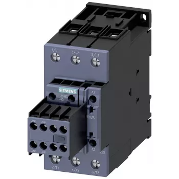 SIEMENS Contactor AC-3 22kW/400V 2NO+2NC 230V AC 50A S2 Screw Terminals (3RT20361AP04)