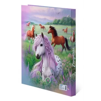 Classeur à anneaux pour bulletins HERMA Pferdewelt, DIN A4, carton robuste, couverture robuste, entièrement imprimé, 1 pièce (20159)
