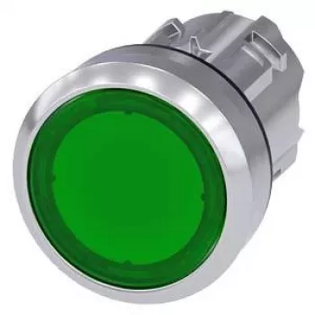 Élément frontal de bouton-poussoir lumineux Siemens SIRIUS ACT, métal brillant, vert, 22 mm 3SU1051-0AA40-0AA0