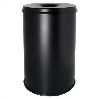 Corbeille à déchets en acier HELIT H2515695 avec tête extinctrice, 30 L, noire, ronde, Ø335 x 470 mm