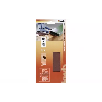 Feuille de papier abrasif kwb 818912 grain 120, 230 mm x 115 mm, 5 pièces