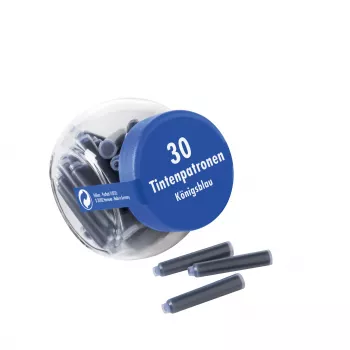 Pelikan 4001 Standard International Short Fountain Pen Ink Cartridges, Royal Blue, Erasable & Washable, 30 Cartridges in Glass Jar 300003745