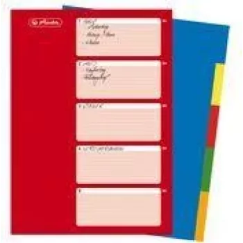 HERLITZ intercalaires en plastique A4, 10 onglets, vierges, couleurs assorties, PP 0,12 mm, perforation multiple, avec feuille de garde (10715415)