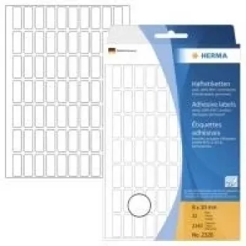 Étiquettes en papier autocollantes HERMA 2320, blanches, 8 x 20 mm, 2240 étiquettes (32 feuilles x 70)