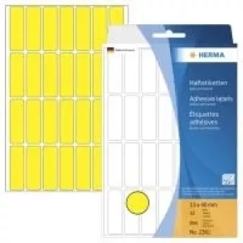Étiquettes en papier autocollantes permanentes mates HERMA 2361, jaunes, 13 x 40 mm, 896 étiquettes (32 feuilles x 28)