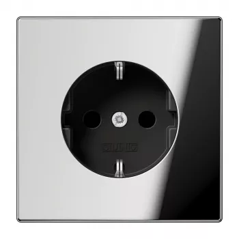 Prise Schuko JUNG GCR1520KI, CEE 7/3, chrome, métal, encastrée, 16 A, 250 V