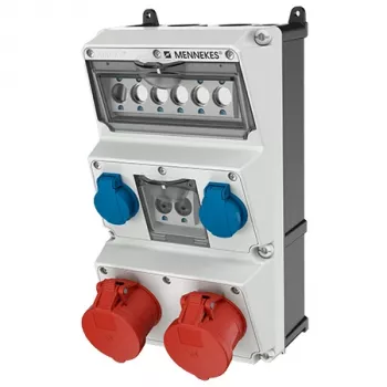 MENNEKES AMAXX Bloc de prises mural 930014, 32A 400V, 2x CEE + 2x Schuko, IP44