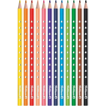 Ensemble de 12 crayons de couleur Pelikan 700634, couleurs assorties, corps en bois hexagonal, mine résistante à la casse de 3,3 mm