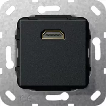 Module encastré HDMI Gira System 55, 1 poste, HDMI Type A femelle vers femelle, noir 566910