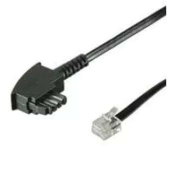 Câble de connexion TAE-F Wentronic Goobay brochage universel, noir, 10 m - fiche TAE-F vers fiche RJ11/RJ14 (6P4C) 68537