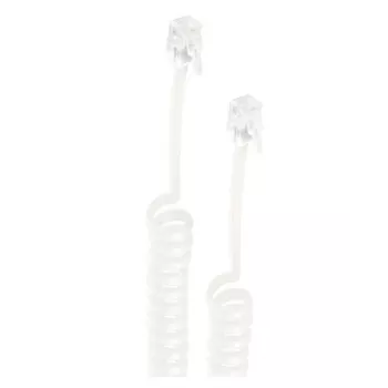Câble de connexion de combiné téléphonique Shiverpeaks, RJ10 4P4C mâle vers RJ10 4P4C mâle, contacts plaqués or, 2 m, blanc (BS70132)