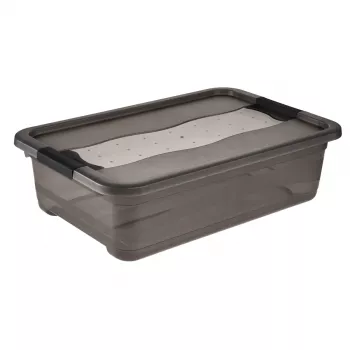 keeeper boîte de rangement Cornelia, 28 litres, gris cristal transparent, avec couvercle, fermeture coulissante 1042982700000