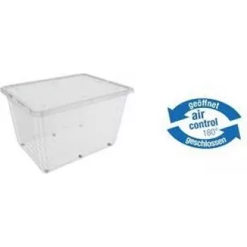 Boîte de rangement keeeper bert avec roulettes, 136 L, couvercle Air-Control, transparent/gris 1056700100000
