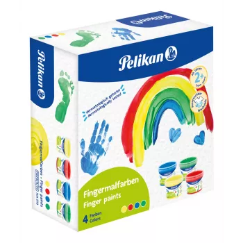 Peinture au doigt Pelikan couleurs de base, lot de 4, à base d'eau, testée dermatologiquement, facile à nettoyer - 1 pièce (701570)