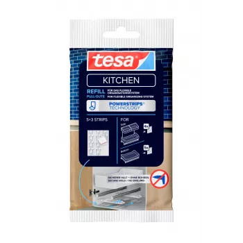 tesa KITCHEN Powerstrips Refill Set for Cabinet Pull-outs – 15 Adhesive Strips, White (70064-00000-00)