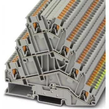 Bloc de bornes moteur Phoenix Contact PT 2,5-PE/3L, Push-in, 3 niveaux, PE, 2,5 mm², gris, 3210542