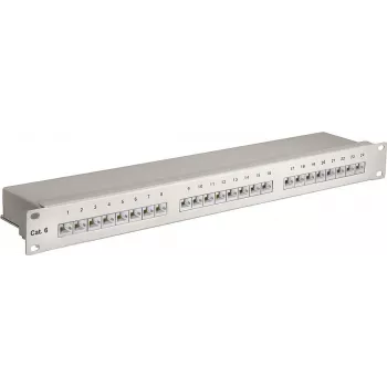 Panneau de brassage Wentronic Goobay CAT 6 24 ports STP, 19 pouces 1U, gris 94036
