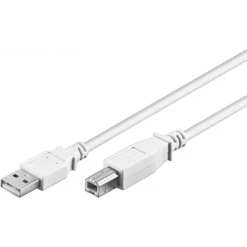 Câble Wentronic 96186 USB 2.0, USB-A mâle vers USB-B mâle, 1,8 m, blanc