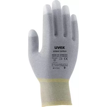 Gants de protection professionnels Uvex Unipur Carbon en nylon tricoté, taille 10, gris/noir, paume enduite PU, antistatiques 6055610