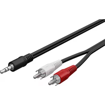 Câble adaptateur Wentronic Goobay jack 3,5 mm vers 2x RCA, 20 m, noir 50779