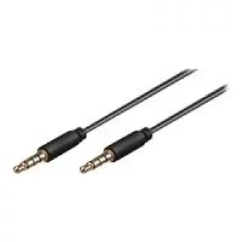 Câble de connexion jack 3,5 mm Wentronic Goobay, noir, 2 m - jack 3,5 mm mâle (4 broches, stéréo) vers jack 3,5 mm mâle (4 broches, stéréo) (63830)