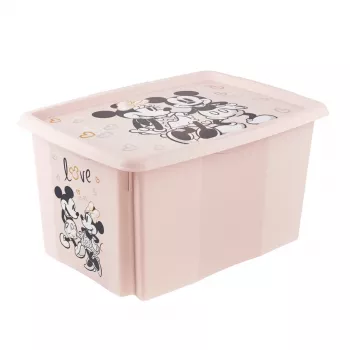 Boîte de rangement keeeper Karolina Minnie, 45 litres, empilable et emboîtable avec couvercle, polypropylène, Nordic Pink, 1 pièce 1223958124700