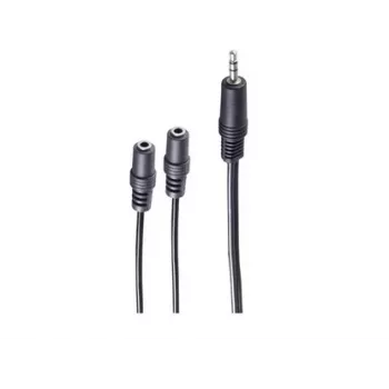 Câble adaptateur audio Y shiverpeaks BASIC-S, jack stéréo 3,5 mm mâle vers 2x douilles jack stéréo 3,5 mm, 0,2 m, noir BS30761
