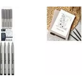 Set de 4 pigment liners Faber-Castell EBERHARD FABER noirs (0,1, 0,3, 0,5, 0,7 mm) résistants à l'eau, à la lumière, permanents 558104