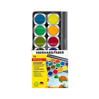 Boîte de peinture opaque Faber-Castell Eberhard Faber Winner, 24 couleurs lumineuses, couvercle transparent amovible servant de palette de mélange 578324