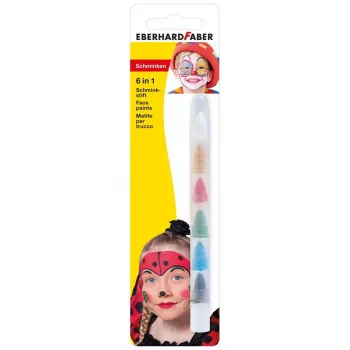 Crayon de maquillage 6 en 1 FABER-CASTELL EBERHARD FABER, 1 crayon – 6 couleurs, idéal pour contours fins et motifs pleins, haute opacité (579030)