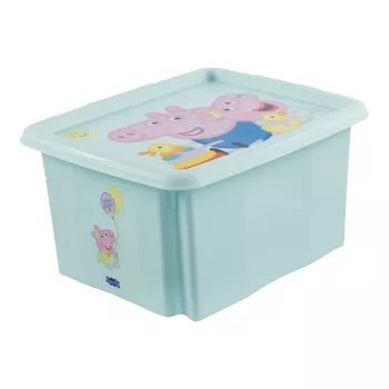 Boîte de rangement keeeper karolina Peppa Pig, 24 litres, boîte pivotante/empilable avec couvercle, PP, aigue-marine, 1 pièce 1223762433600