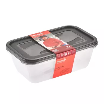 Ensemble de boîtes de conservation alimentaire keeeper fredo fresh, 2 x 3,3 L, rectangulaires, transparentes avec couvercles gris 3068082700000
