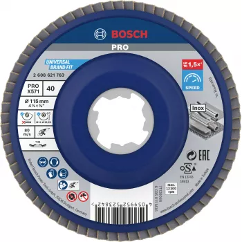 Disque à lamelles Bosch X-LOCK 115 mm G 60 pour métal, coudé, X571 Best for Metal 2608621763
