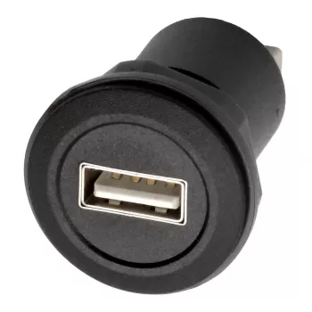 EXSYS EX-49212 USB 2.0 Panel Mount Adapter, USB-A Female to USB-A Female, Black