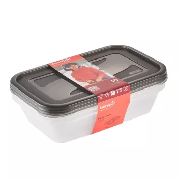 Ensemble de boîtes de conservation keeeper fredo fresh, 3 x 2,4 L, rectangulaires, transparentes avec couvercles gris 3067982700000